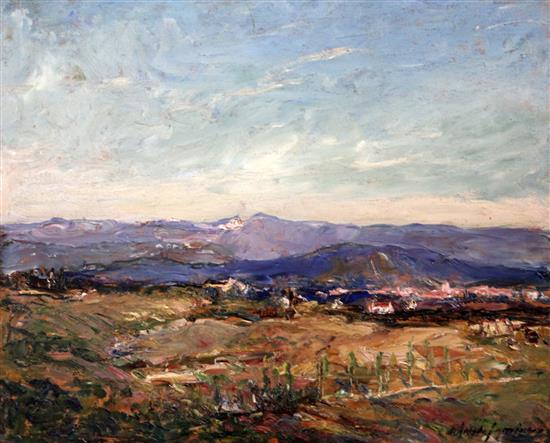 Alexander Jamieson (1873-1937) On the hills near San Gimignano, Tuscany, 15 x 18in.